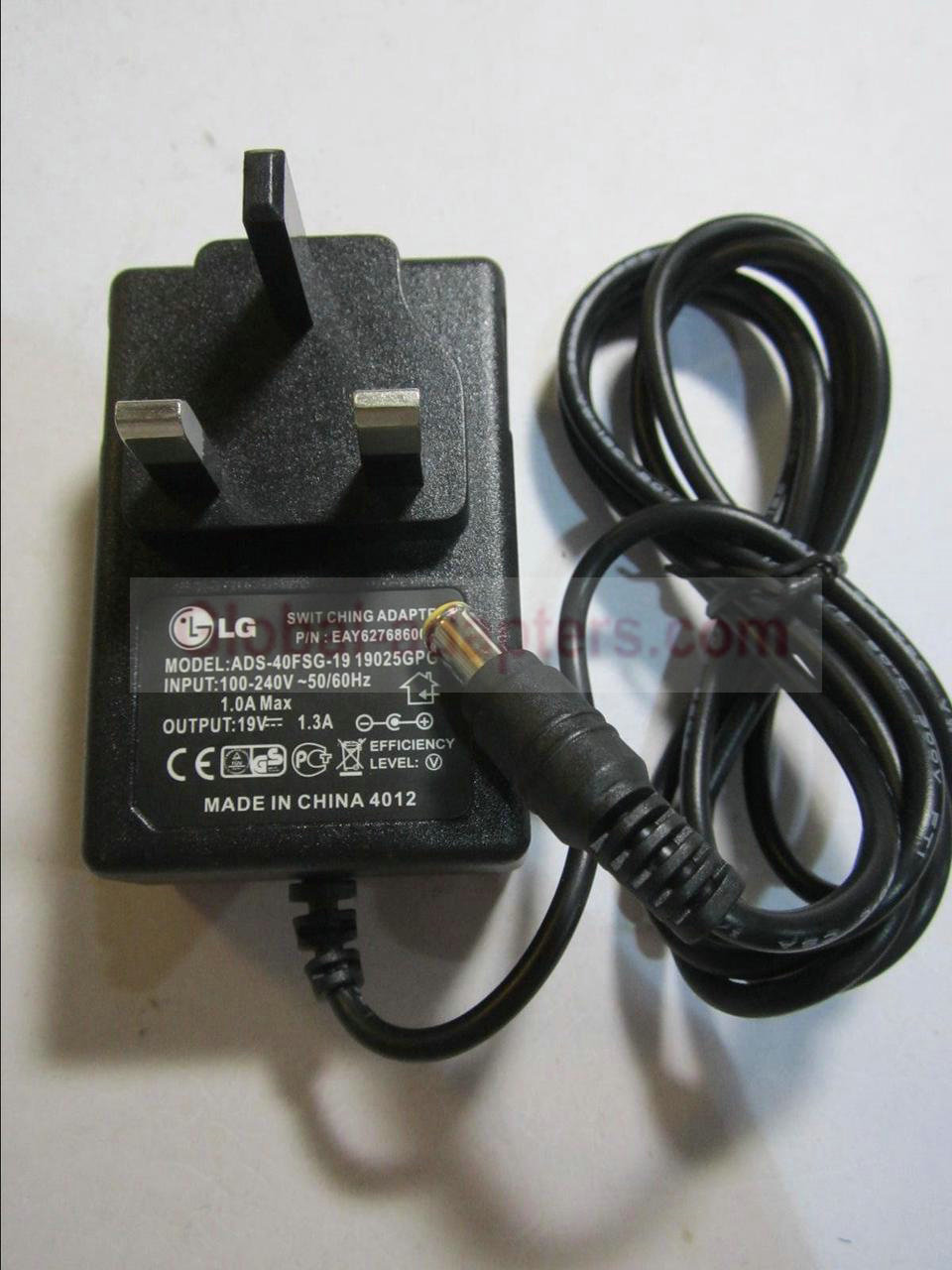 New 19V 1.3A UK Plug LG ADS-40FSG-19 19025GPG-1 EAY62768606 Power Supply Ac Adapter